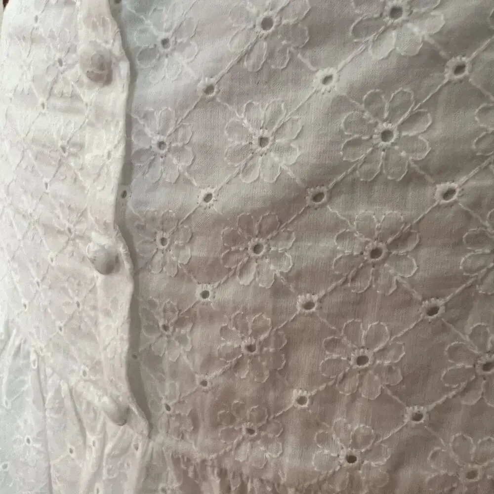 NEW All in Favor White Eyelet Mini Dress Cottagecore Milkmaid Dress Medium - Picture 4 of 10